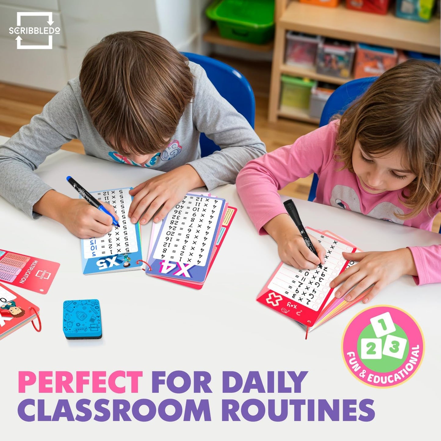 SCRIBBLEDO Dry Erase Multiplication Flash Cards Math 0-12 2nd 3rd 4th Grade Math Flash Cards Reusable Wipe Clean Double-Sided Multiplication Flashcards for Classroom Homeschool Times Tables