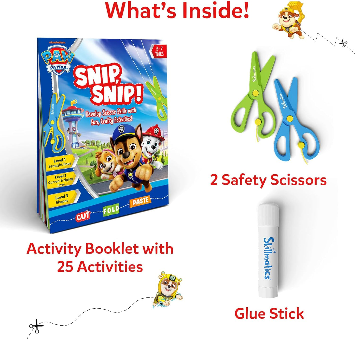 Skillmatics Scissor Skills Activity Book - Snip Snip, 25 Cutting Activities for Preschoolers, Felt Craft Kit, 2 Child-Safe Scissors, Fine Motor Skills, Screen-Free Fun, Gifts for Kids Ages 3-7