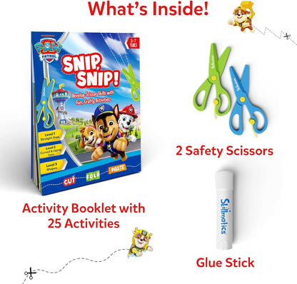 Skillmatics Scissor Skills Activity Book - Snip Snip, 25 Cutting Activities for Preschoolers, Felt Craft Kit, 2 Child-Safe Scissors, Fine Motor Skills, Screen-Free Fun, Gifts for Kids Ages 3-7