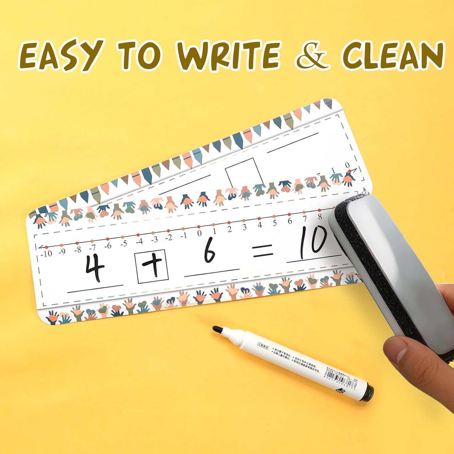 40 Packs Number Line Dry Erase Boards Cards, Double Sided Writable and Erasable Board Card Featuring -10-10 Number Line On One Side 0-20 On The Other, Classroom Must Haves Boards for Students