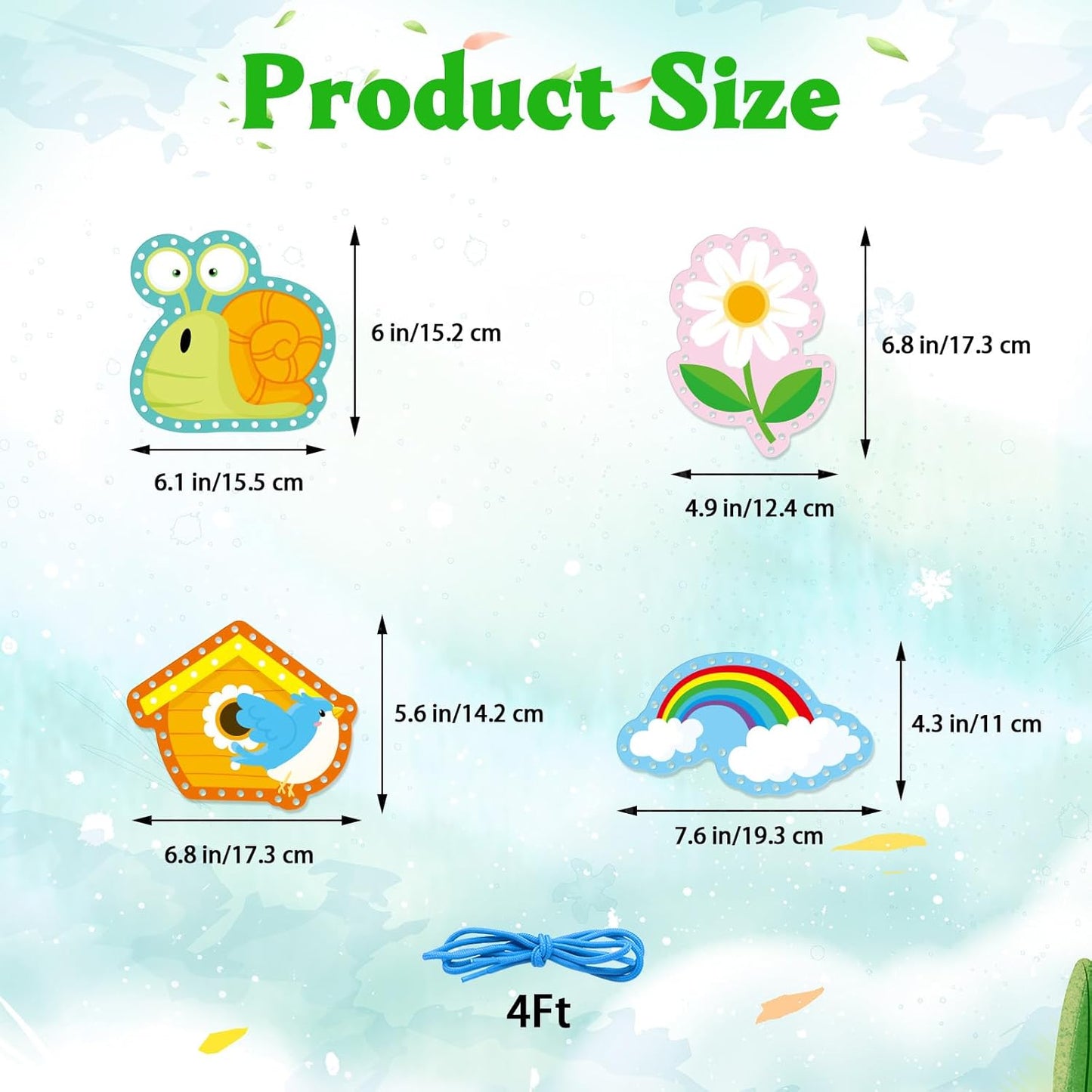 Omlisca Springtime Lacing Cards for Kids 12 Packs Double Sided Sewing Kits Flower Rainbow Butterfly Sewing Cards Educational & Learning Activities Fine Motor Skill for Preschool Supplies Spring Decor