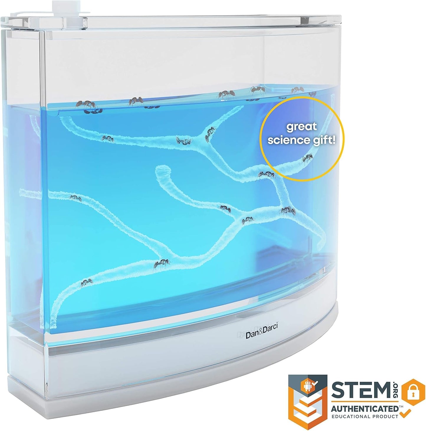 Dan&Darci Light-up Ant Farm Terrarium Kit for Kids – LED Habitat for Live Ants with Nutrient Rich Gel - Watch Them Dig Their Own Tunnels - Learning Science Toys, Experiment Gift for Boys & Girls
