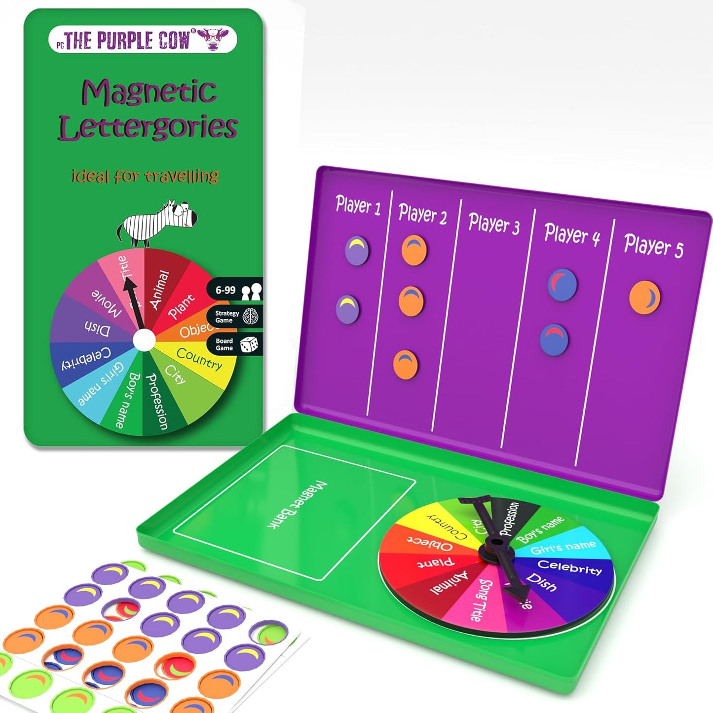 The Purple Cow Magnetic Game Box for kids and adults, Jet Setter