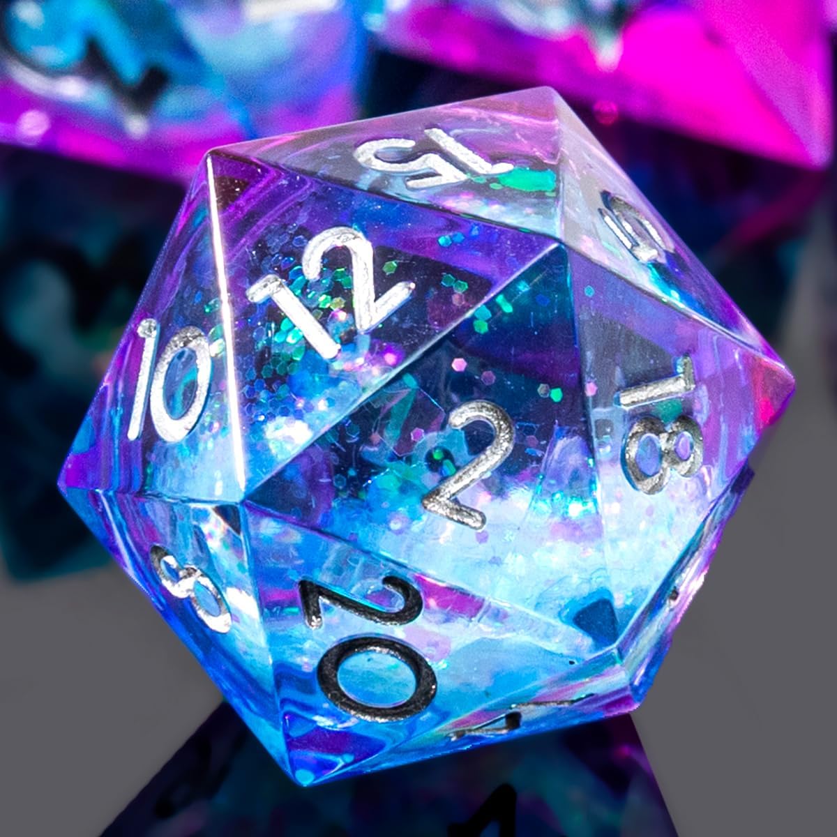 YEMEKO Beholder'S Eye D20 Dice Dragon Eye DND 22MM Single with Resin Sharp Edge 20 Sided D&D Handmade Polyhedral for Dungeons and Dragons, RPG, Roleplaying Games MTG Table Games(Blue Gold)