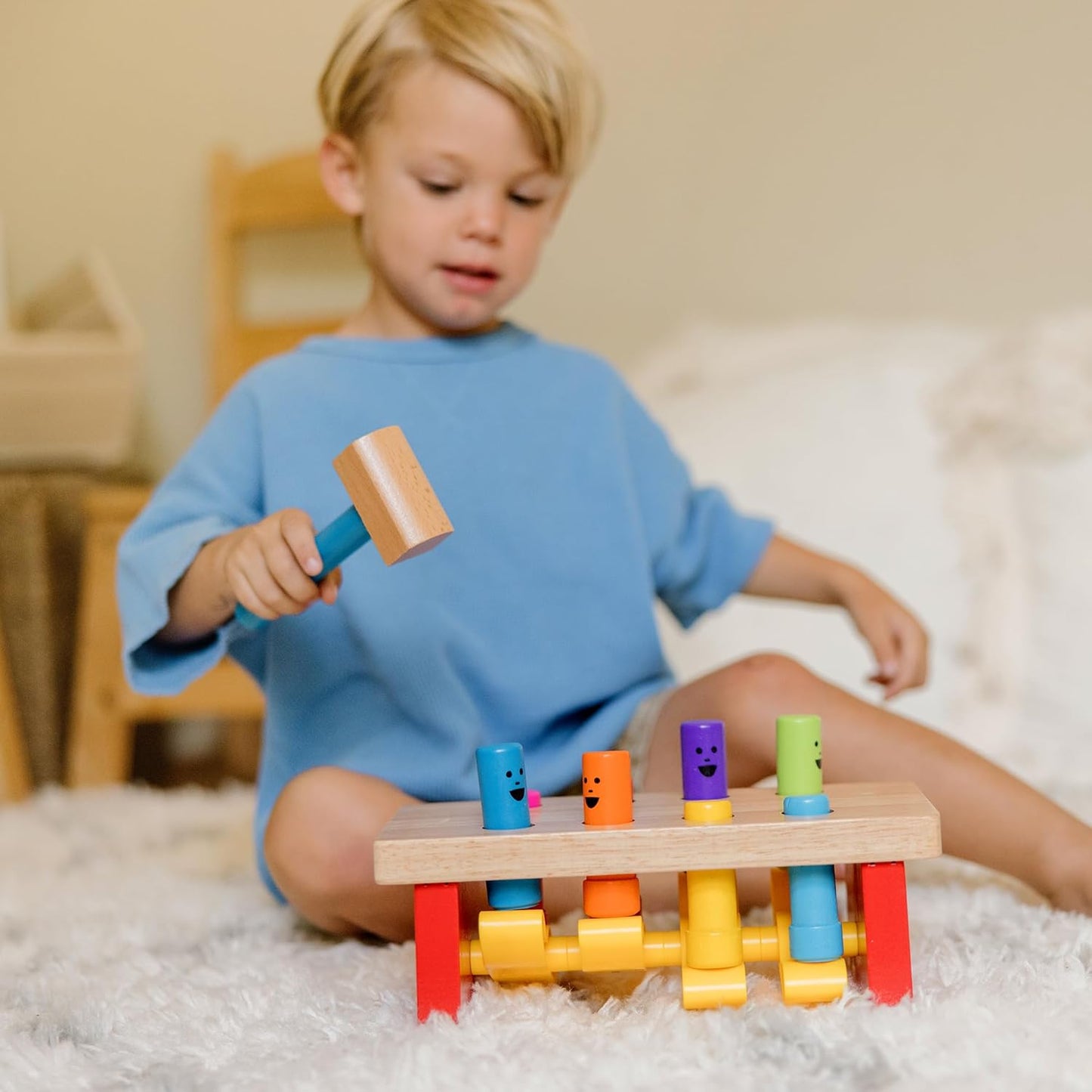 MeMelissa & Doug Deluxe Pounding Bench Wooden Preschool Learning Toy with Mallet Classic Wooden Toddler Toys for Ages 2+Lissa & Doug Deluxe Pounding Bench Wooden Preschool Learning Toy with Mallet
