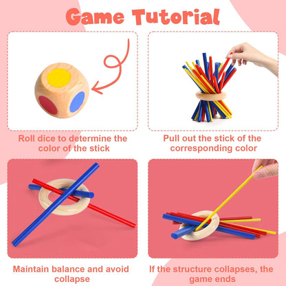 Wanheart Balance & Fun Wooden Stick Toys Family Game for Kids, Adults & Seniors – Enhances Coordination, Focus & Patience Training – Perfect for Family Gatherings, Parties & Travel