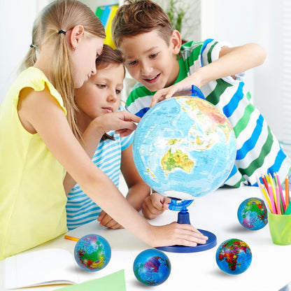 60 Pcs Globe Squeeze Balls Bulk,2.5 inch Earth Stress Relief Balls,Soft Foam Stress Ball Toy for Finger Exercise, Foam Squeezable Balls Classroom School Office Party Favors