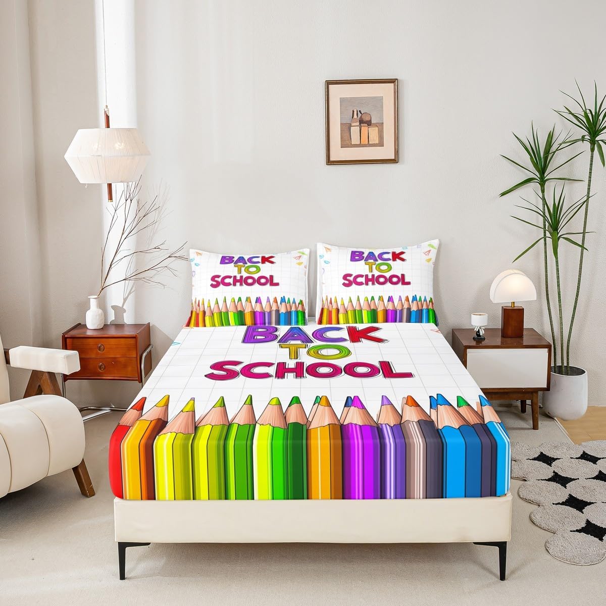 Chemistry Bed Sheets for Kids Teens Girls Boys,Chemical Experiment Fitted Sheet Twin,Science Themed Sheets for Math Lovers,Chemistry Lab Bedding Set,White and Black