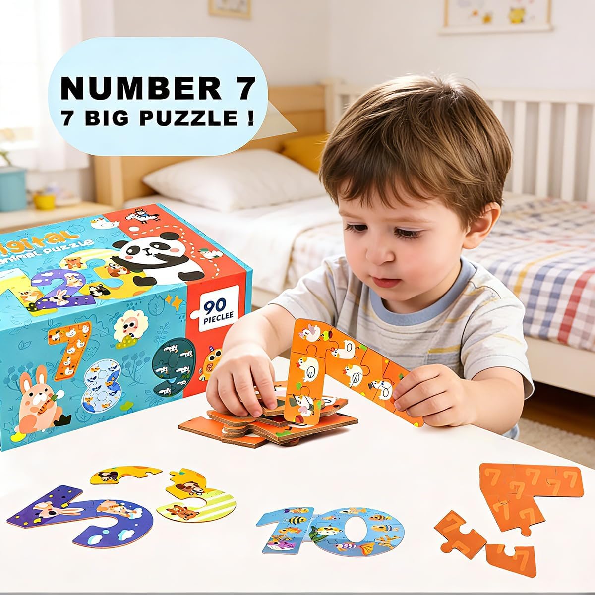 Wooden Floor Puzzles for Kids,Montessori Preschool Educational Learning Number Puzzle & Animal Puzzle Matching Games Easter Basket Stuffers Gifts for Boys Girls Ages 3+