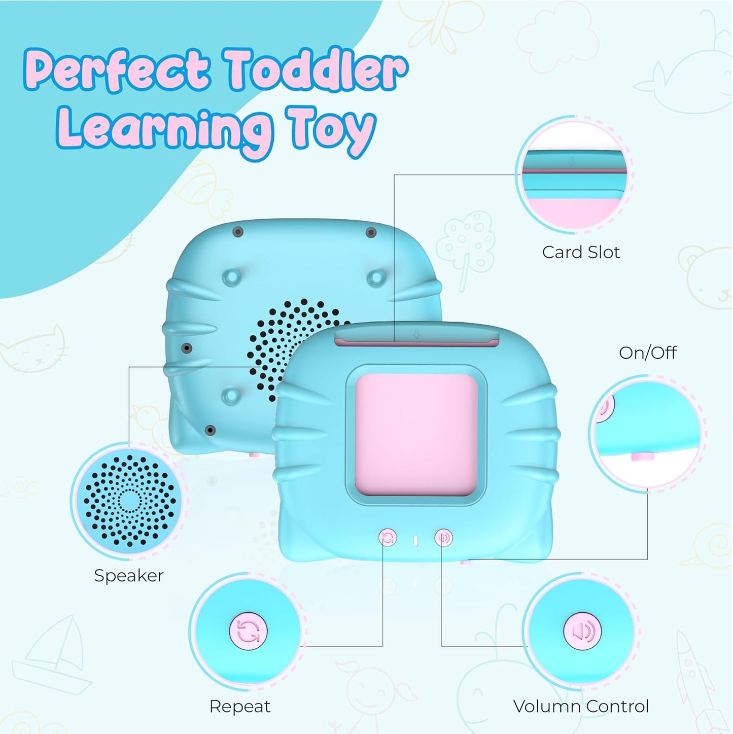 QuTZ Phonics Learning Toy for Preschool Kids – Talking Flash Cards with Sound Machine, Word Blending & Math Games – Educational Reading & Counting Activity Set 4-8
