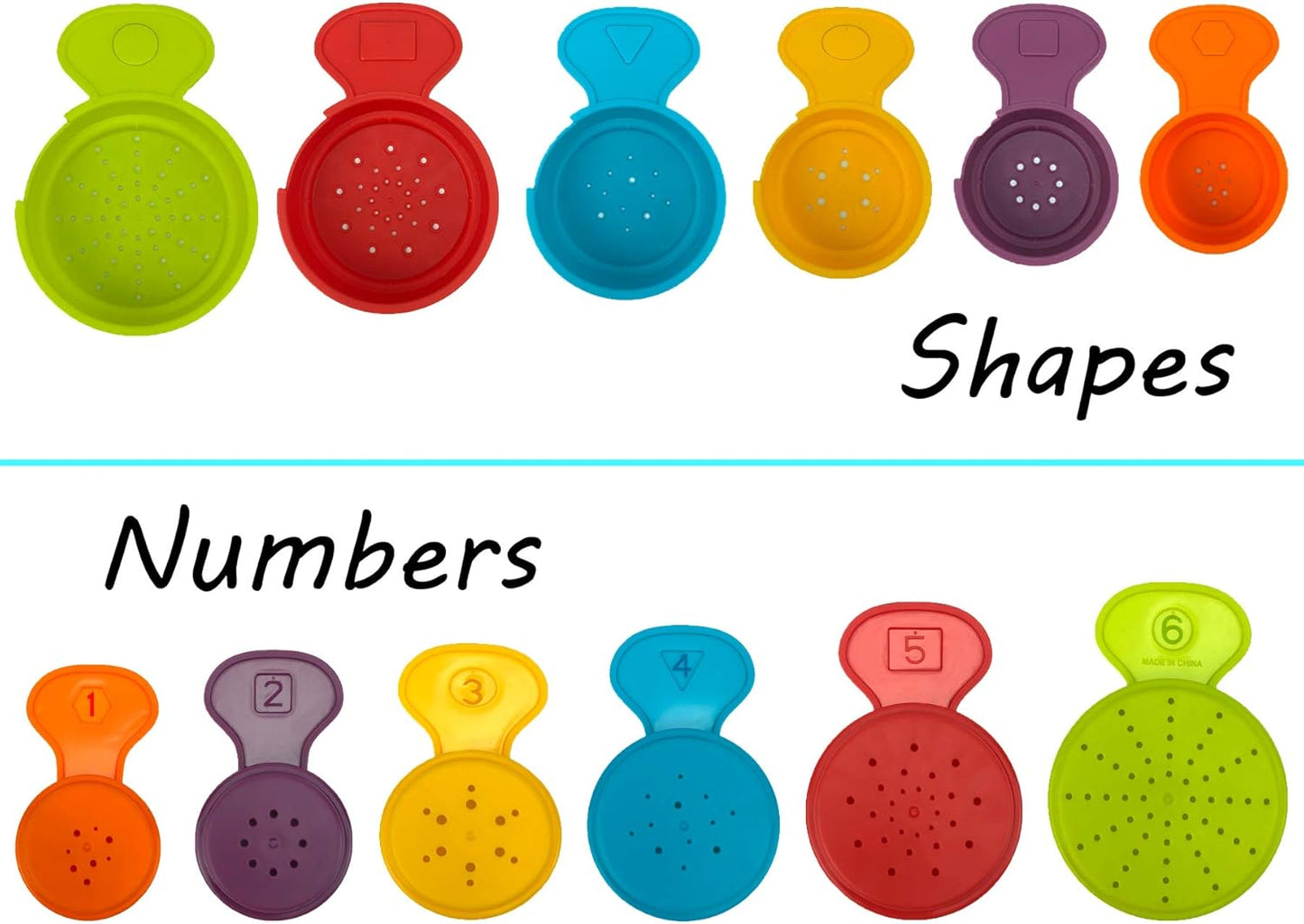 17 PCs Multicolor Nesting and Stacking Cups Set, Baby Bathtub Toys, Early Learning Educational Toys for Infants, Toddlers, Stacking Cups with The Numbers, Shapes, Fruits, Animals Patten