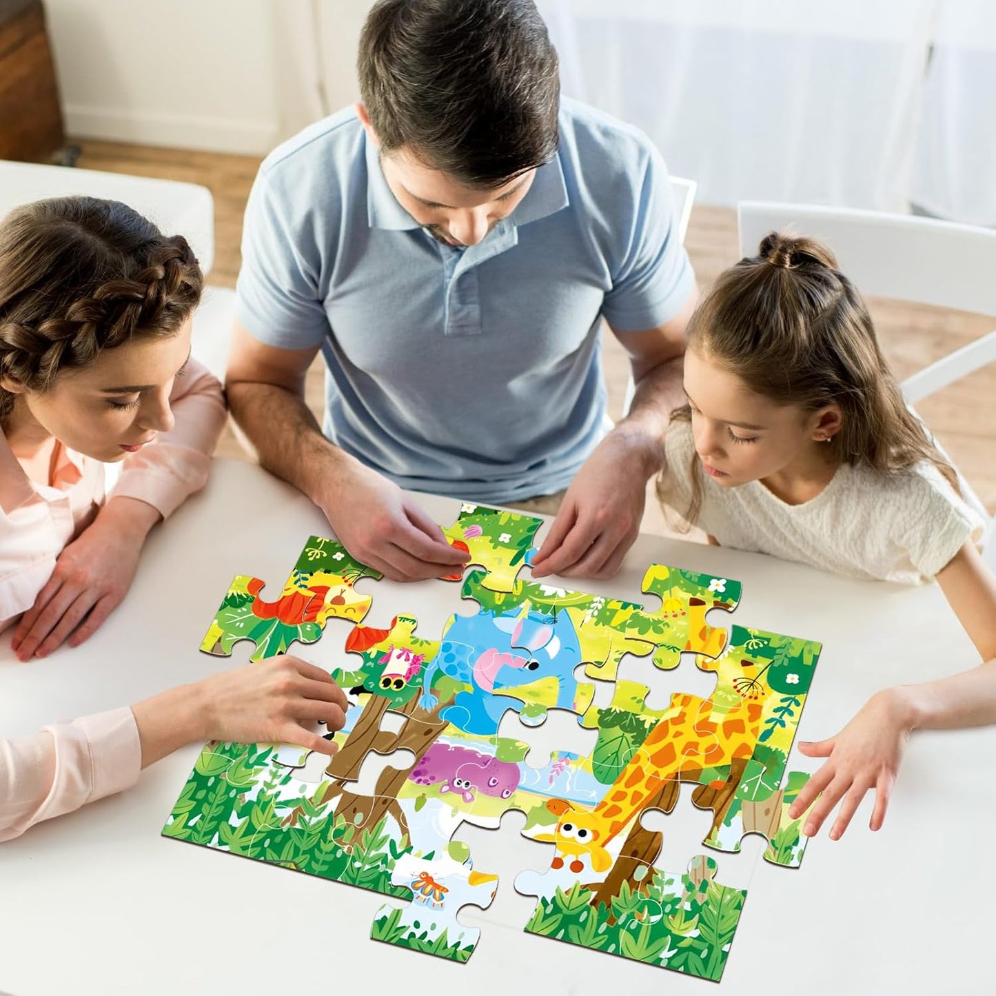 Jumbo Floor Puzzle for Kids, Large Jigsaw Puzzles 24 Piece for Kids Ages 3-5,Preschool Learning & Education Toys, Gifts for 4-8 Year Old Boys and Girls (Jungle Animals)
