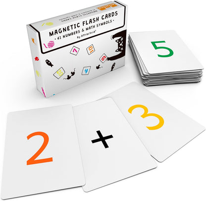 Attractivia Magnetic Number Flash Cards - Large 0-25 Math Cards, Early Addition and Subtraction, Multiplication, Division and Symbols, for Classroom Teachers, Homeschool, Toddlers, Kids and Adults
