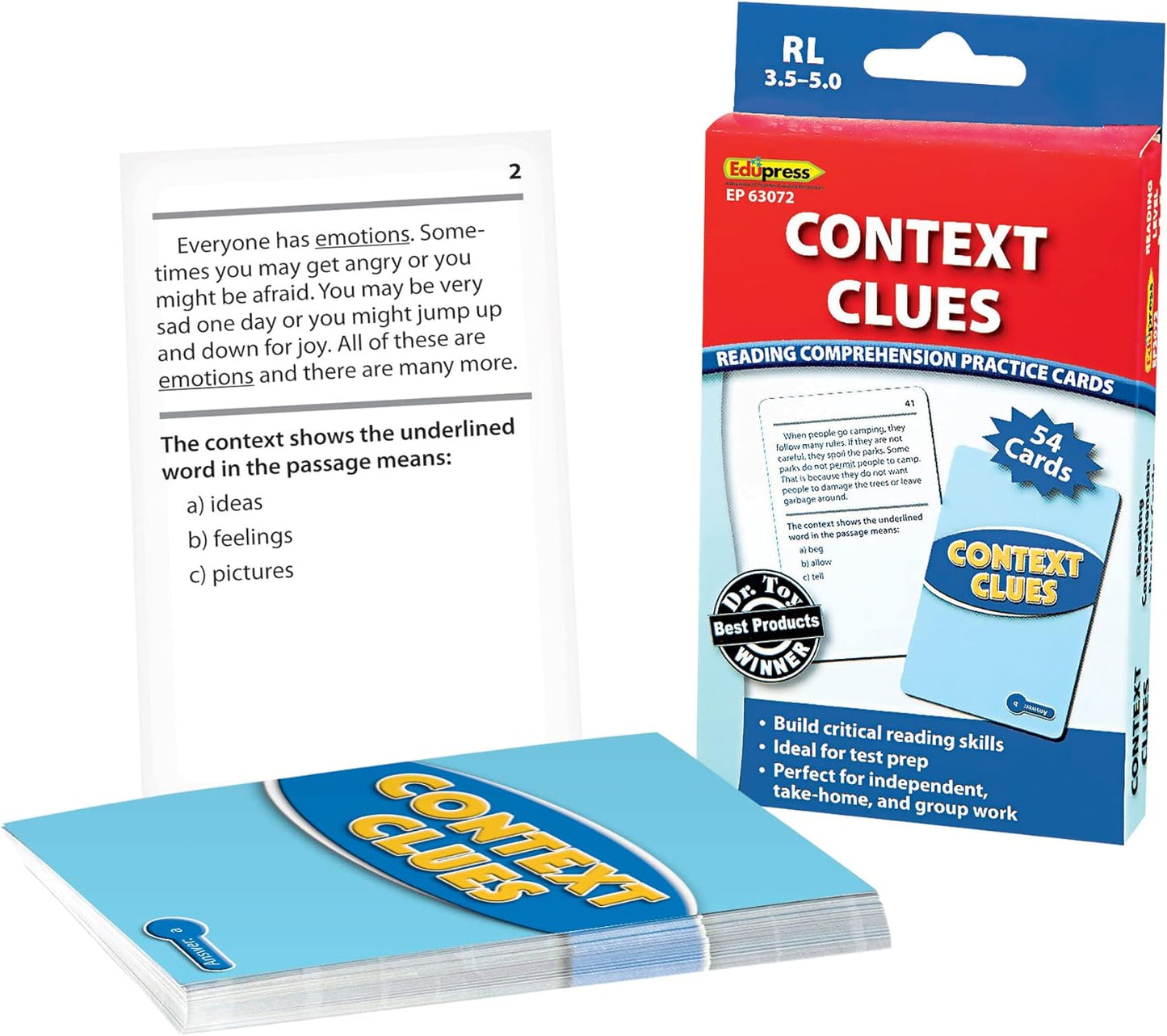 Edupress Reading Comprehension Practice Cards, Informational Text, Red Level (EP63437) Medium