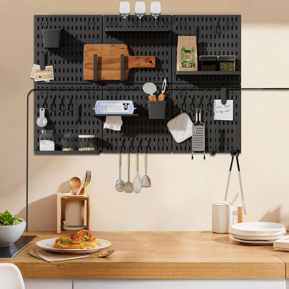 SHGJ&SOFT Peg Board Wall Organizer Panels, 22pcs - Includes 4 White Pegboards & Accessories, Plastic Pegboard for Home，Office, Craft Room, Gaming Setup, 24″×24″, Wall Mount Display Pegboard Panel Kits