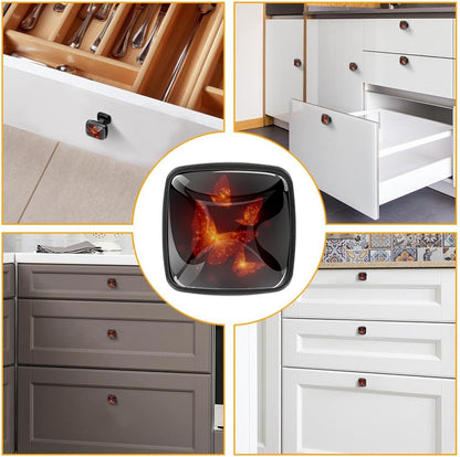 4 Pack Cabinet Knobs Drawer Pulls, 30mm Round ABS Glass Drawer Hardware Growing Purple Butterflies Cabinet Handles with Screws for Dressers Kitchens Cupboard