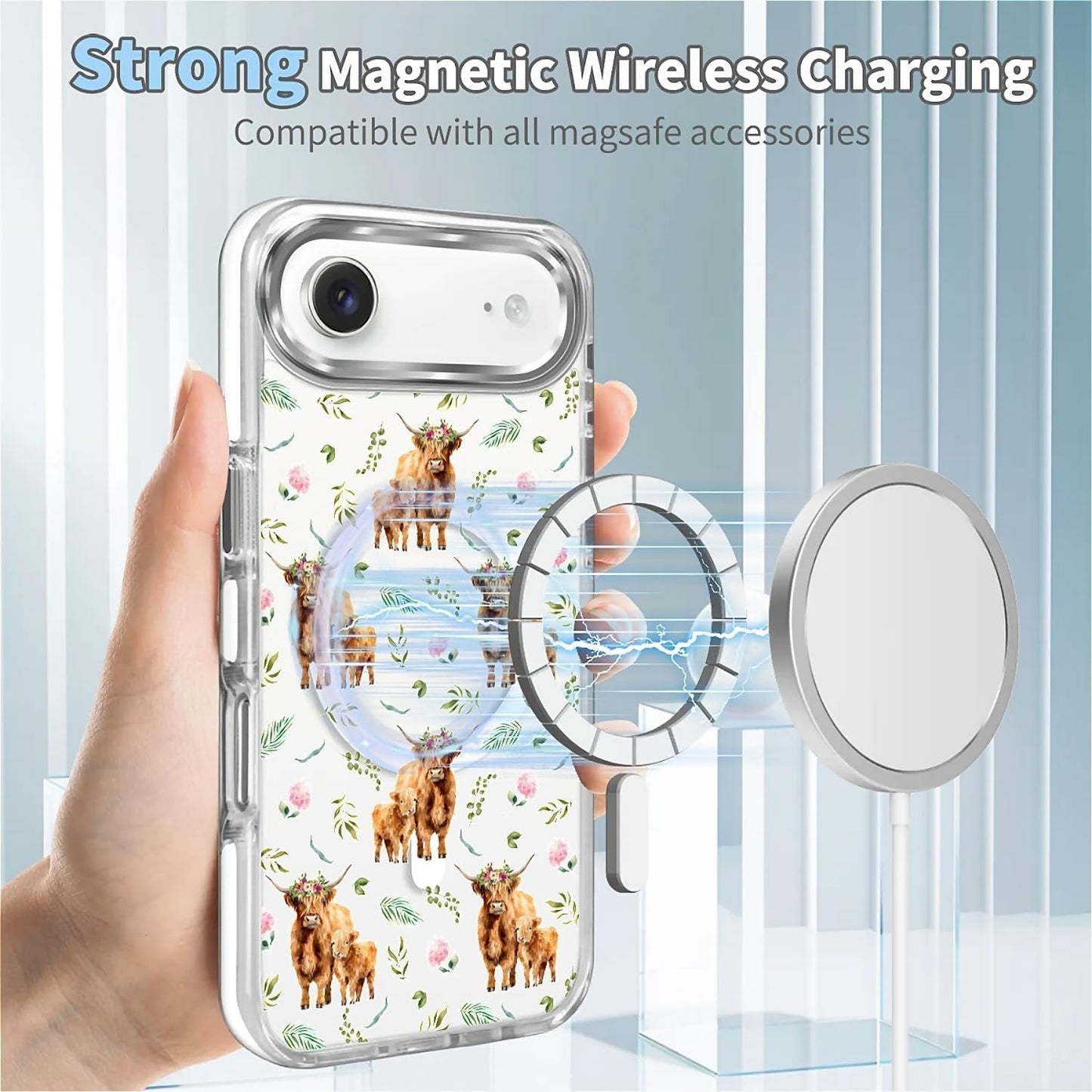 for iPhone 17 Pro Max Case [Compatible with Magsafe],Girls Women Clear Magnetic Case Silicone Shockproof Protective Cover with Pattern Colorful Motivational Letters