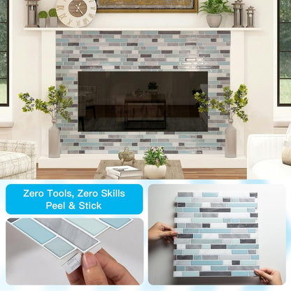 Art3d 10-Sheet Heavy-Duty Peel and Stick Backsplash, Waterproof Wall Tiles Stick on Kitchen Backsplash Living Space, Carrara Grey