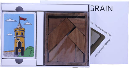 Enigma Grain Wooden Tangram Brain Puzzles for Adults | Challenging Wooden Brain Teasers Puzzle | 50+ Puzzles Inside! | Great to Do with Others!