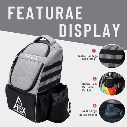 Disc Golf Bag, Large Disc Golf Backpack Holds Over 21 Discs, Durable & Lightweight with Multiple Storage Pockets