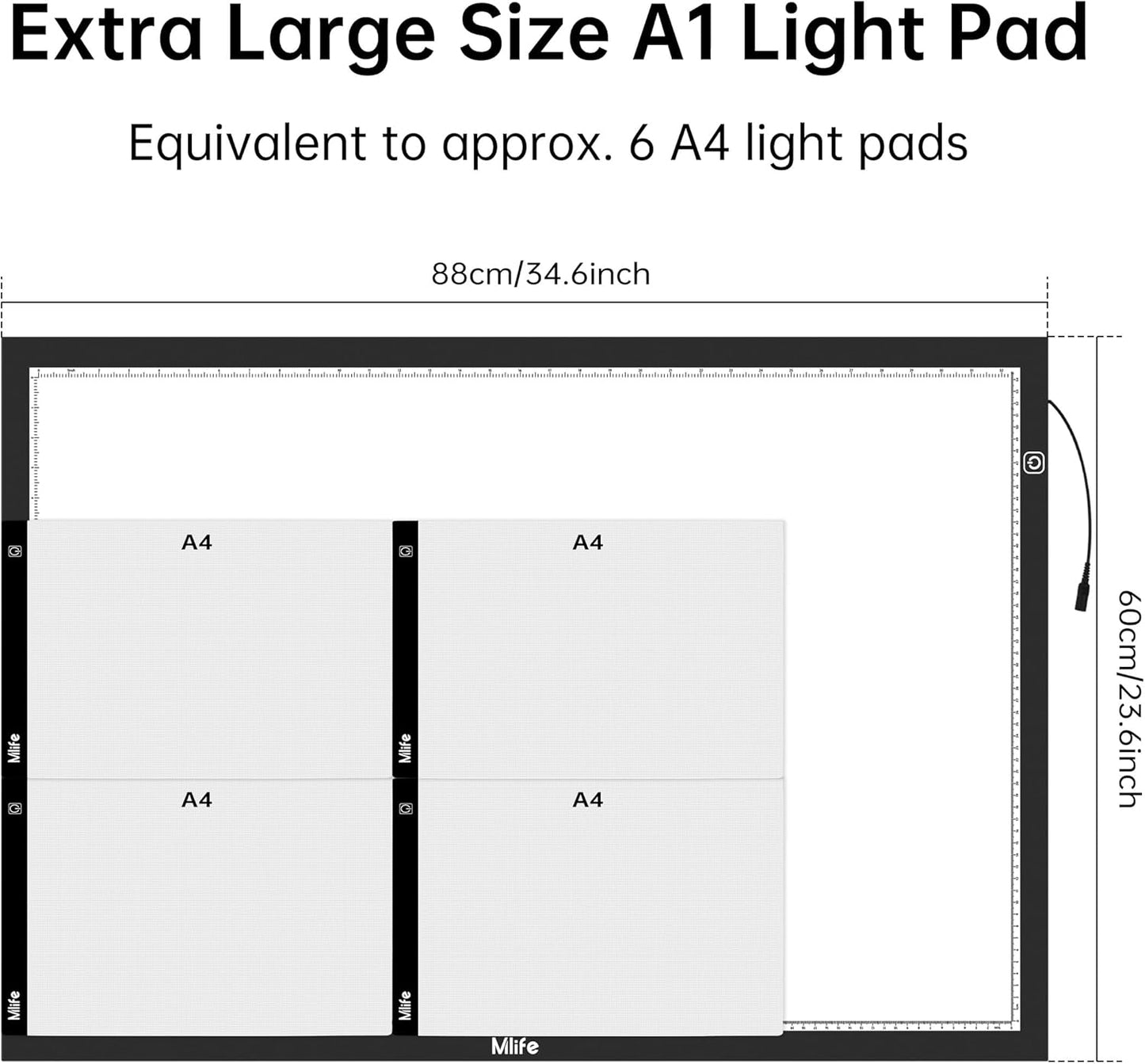 B4 LED Light Pad - Upgraded Diamond Art Light Box Dimmable Tracing Light Board, Sketching, Animation, Drawing Light Box with 4 Fasten Clips