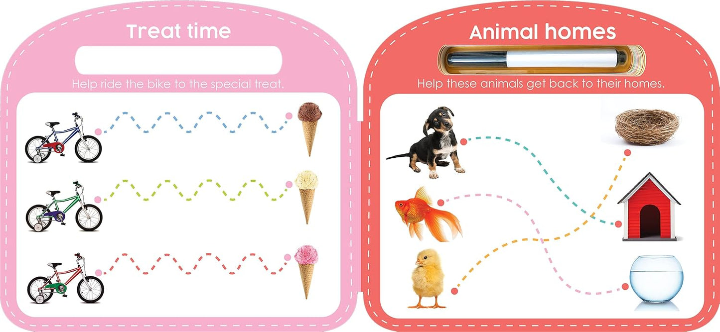 Write & Wipe Pen Control - Children's Novelty Learning Board Book - Wipe Clean - Educational (Wipe Clean First Skills Learning Series: Includes Dry-Erase Marker)