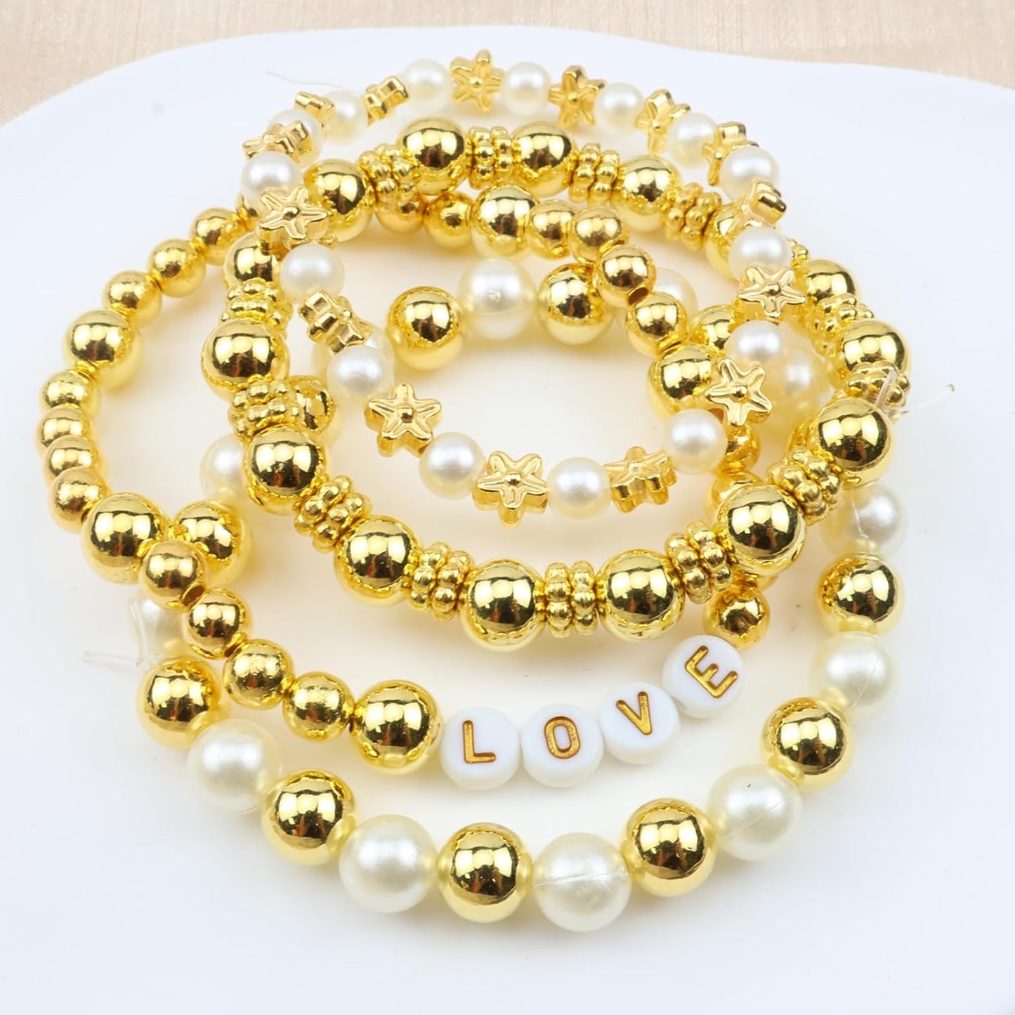 Hpebl 2136PCS Beads for Bracelets Pearl Bracelet Making Kit Friendship Bracelet Kits Bracelet Bead Kits Small Pearl Bead and Gold Beads Beading Kit for Bracelets Jewelry Making Kit