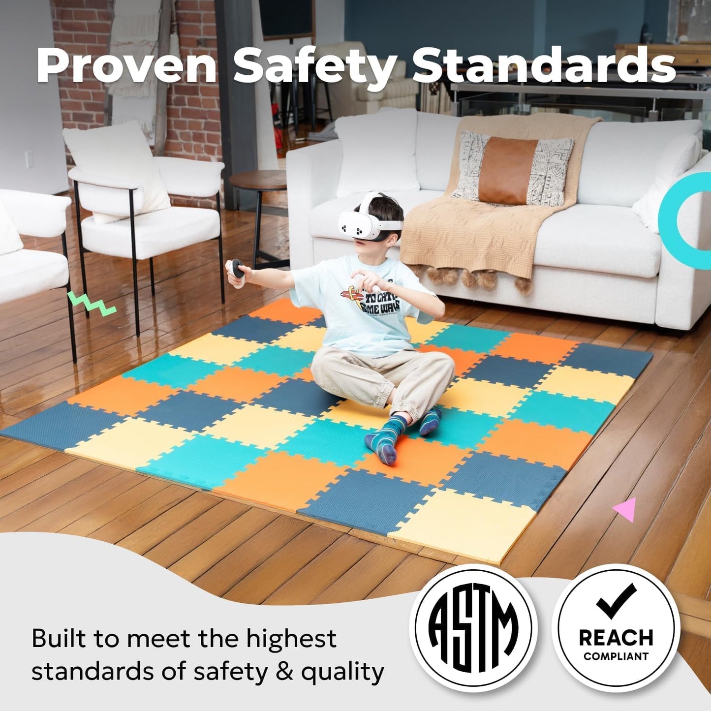 MioTetto Baby Play Mat, Soft Foam Floor Tiles for Kids. Adjustable Interlocking Foam Tiles, Fits with 50x50 Playpen Baby mat for Crawling & Development, Safe & Non-Toxic Playmat for Babies 6-12 Months
