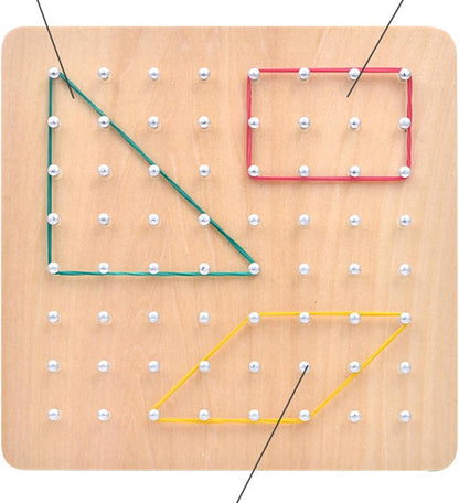 Rubber Band Board | Wooden Geoboard for | Math Manipulative Education for Kids with Challenge Cards for Creating Geometric Shapes, STEM