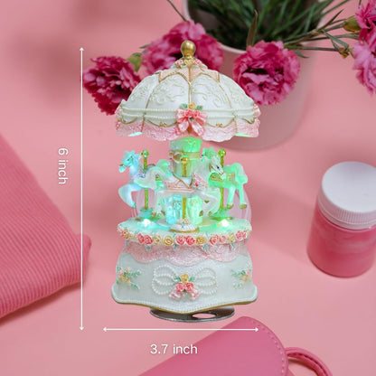 Unicorn Musical Snow Globe for Kids Girls Carousel Music Box with 7 Led Lights Swirling Glitter for Birthday Valentines