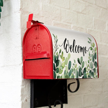 Tiamon Monogrammed L Mailbox Covers Magnetic Eucalyptus Welcome Letter Box Wrap Standard Size 21x18 Inch Spring Summer Leaves Mailbox Decor Eucalyptus Letter Numbers Decoration for Outdoor Garden Yard