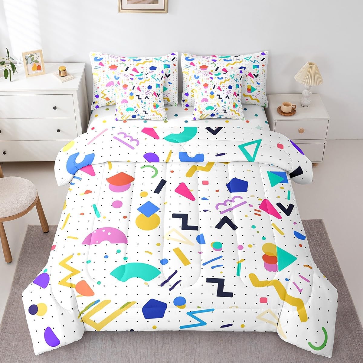 Erosebridal Chemical Equation Bed in a Bag Queen Comforter Set 7 Piece,Chemistry Bedding Sets Science Students Learning Gift Sheet Set with Comforter,Molecular Formula Education Bed Set - Colors B