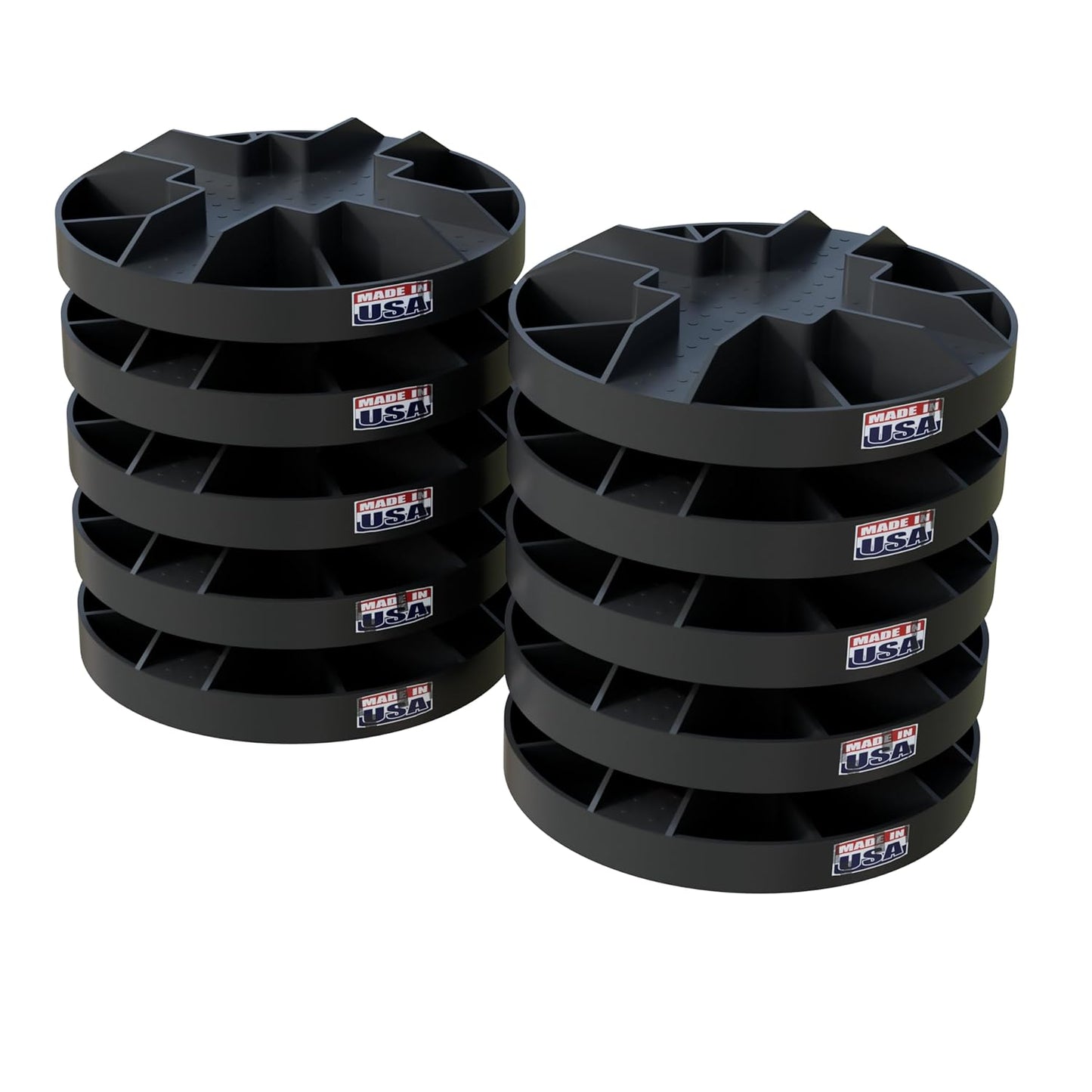 USA Made Original Round Foundation Block (10-Pack) – Durable Deck Support & Floating Shed Platform Base – 100% Recyclable Pedestal for Pier, Post & Beam Construction