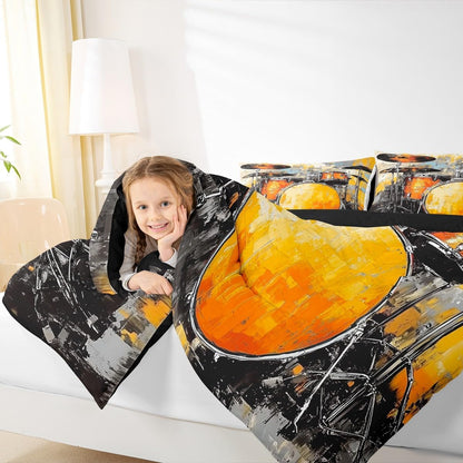 Erosebridal Drum Kit 3D Print Kids Comforter Sets Rock Music Themed Full Bedding Set for Boys Girls Musical Pattern Comforter Set,Colorful Retro Style Quilt Duvet 3 Pcs