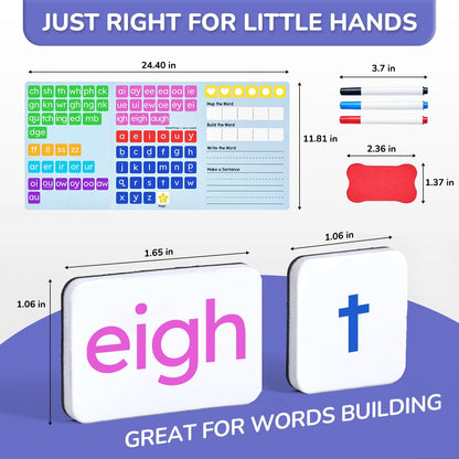 JoyCat 265 Phonics Magnetic Letter Tiles- Hooked on Phonics, ABC Reading Games Set with Word-Building Folder & Storage Case, Letter Sound Alphabet Letters, Preschool Pre k Classroom Materials