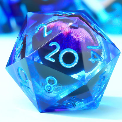 YEMEKO Beholder'S Eye D20 Dice Dragon Eye DND 22MM Single with Resin Sharp Edge 20 Sided D&D Handmade Polyhedral for Dungeons and Dragons, RPG, Roleplaying Games MTG Table Games(Blue Gold)