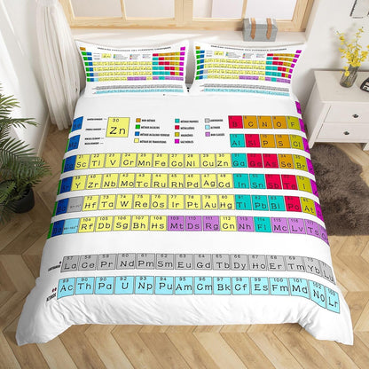 Erosebridal Science Theme Bedding Set Queen Size for Boys Girls Chemistry Periodic Table Print Duvet Cover Chemical Subject Theme Comforter Cover Teens Kids Math Science Atyle Bedspread Cover 3 Pcs