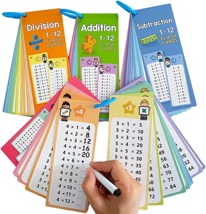 Lachilly 1-12 Multiplication & Division Table Cards Set– Educational Math Flashcards for Kids Self Check Classroom Home Learning Aids Elementary School Montessori Teacher Teaching Aids