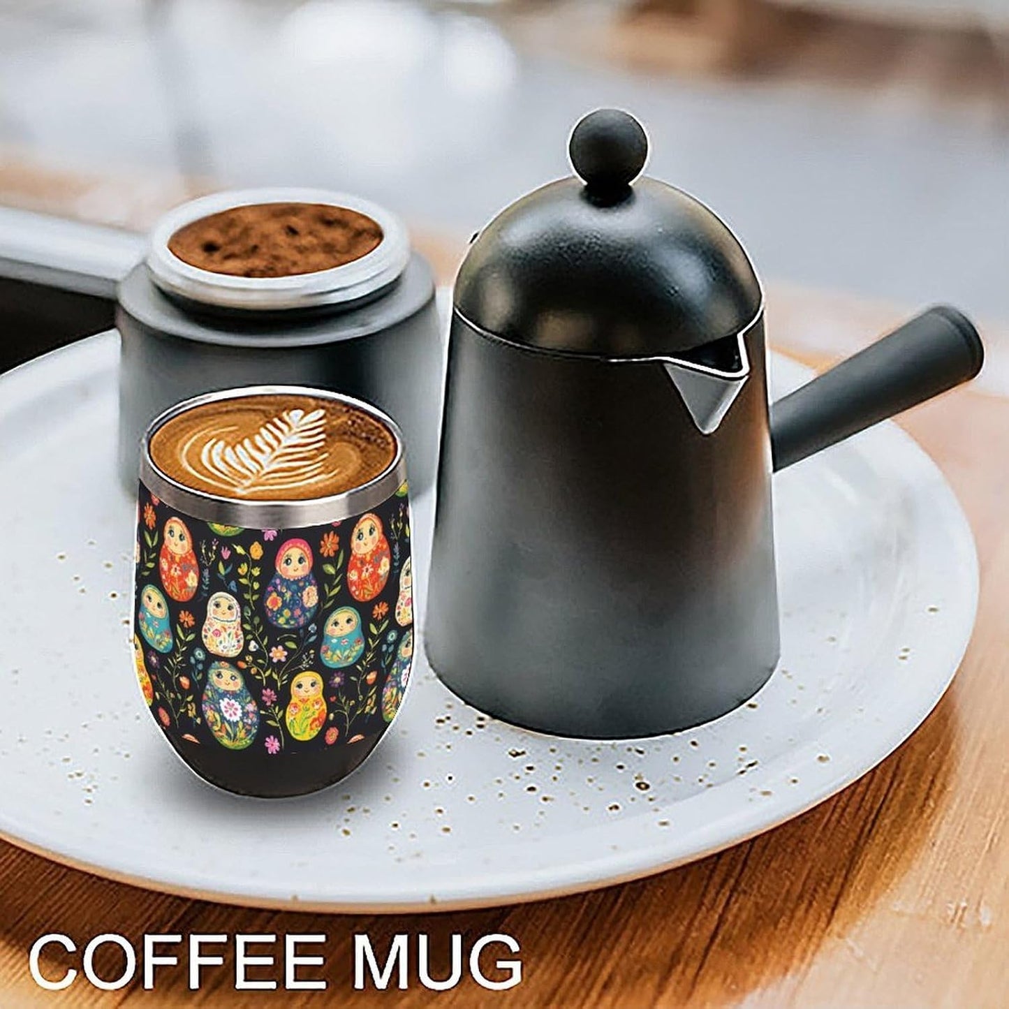Russian Nesting Dolls Flowers Insulated Cups & Mugs 12 Oz Double-Wall Coffee Cup with Lids Drinks Tumbler for Women Men