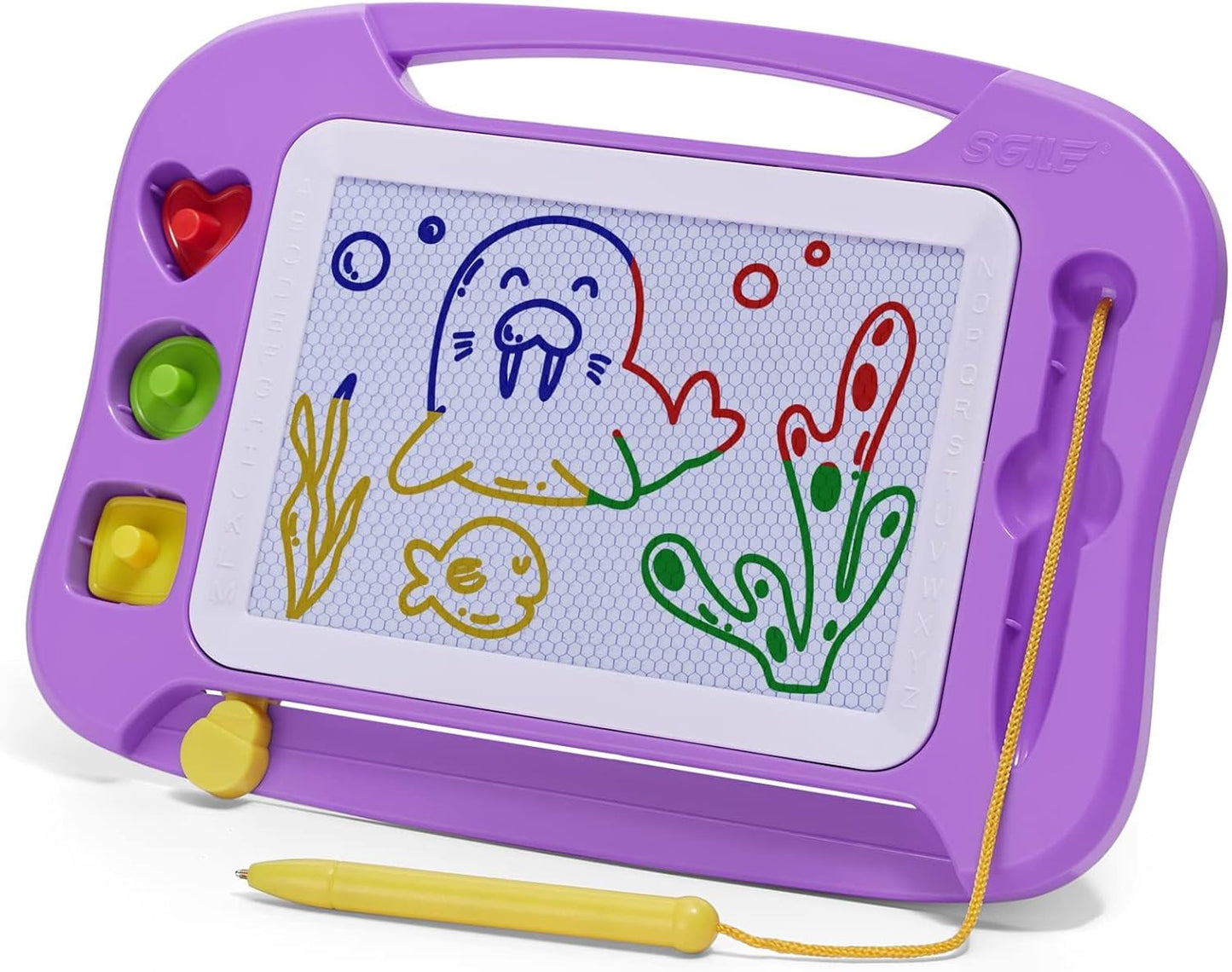 SGILE Toddler Toys for Kids, Large Magnetic Drawing Board for Birthday Gift, Toys for 1 2 3 4 Year Old Girls Boys, Etch & Sketch Pad with 4 Stamps, Learning and Educational, 16 ×13 in, Blue