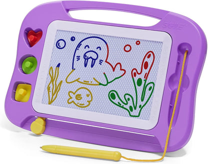 SGILE Toddler Toys for Kids, Large Magnetic Drawing Board for Birthday Gift, Toys for 1 2 3 4 Year Old Girls Boys, Etch & Sketch Pad with 4 Stamps, Learning and Educational, 16 ×13 in, Blue