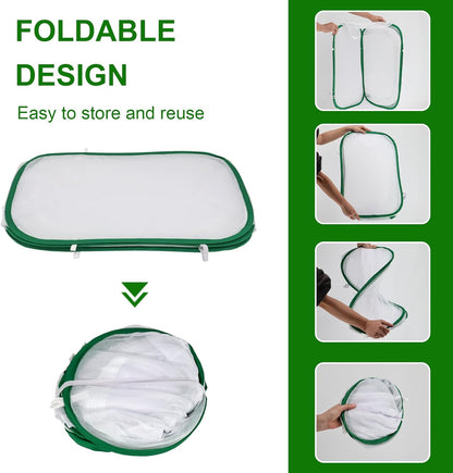 Butterfly & Insect Habitat Cage 24" x 24" x 36", Extra Large Butterfly Enclosure with Poop Tray for Easy to Clean, Pop-up Caterpillars Mesh Cage Terrarium with Sunshade Top for Outdoor.