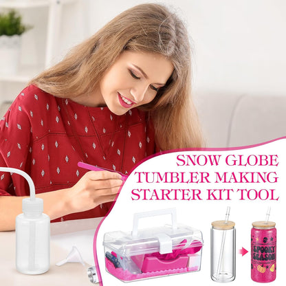 LemonRoad 15 Pcs Snow Globe DIY Tumbler Tool Kit Include Storage Box Squeeze Bottle Funnel Silicone Cup Cradle Measuring Cup Flashlight for Beginner Making Supplies Thanksgiving Day Gifts(Purple)