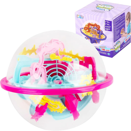 3D Maze Ball, Brain Teaser Puzzle Ball Interactive Maze Sphere Game (12cm,4.7’’) with 110 Obstacles Labyrinth Puzzle Ball for Kids Education Toys
