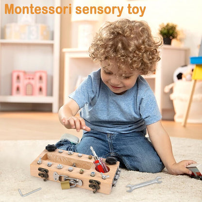 Screwdriver Board Set Montessori Toys for 3 Year Old,Wooden Screw Driver Activities Board, Fine Motor Skills & Sensory Development Toy