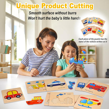 8pcs Wooden Puzzles for Toddlers 1-3, Toddler Puzzles Ages 2-4, Montessori Toys for 1-3+ Years Girl Boy, Sea Animal Puzzle for Kids, Jigsaw Puzzle Educational Toys Preschool for 1-4