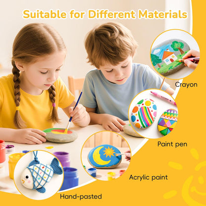 Simetufy 15 Pcs Rocks for Painting, River Rocks to Paint, 2"-3" Flat Painting Rocks, Smooth Rocks for Crafts, Natural Stones for DIY, Kindness Rocks Garden Decoration