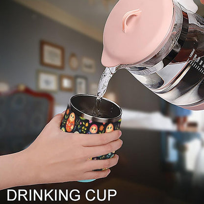 Russian Nesting Dolls Flowers Insulated Cups & Mugs 12 Oz Double-Wall Coffee Cup with Lids Drinks Tumbler for Women Men