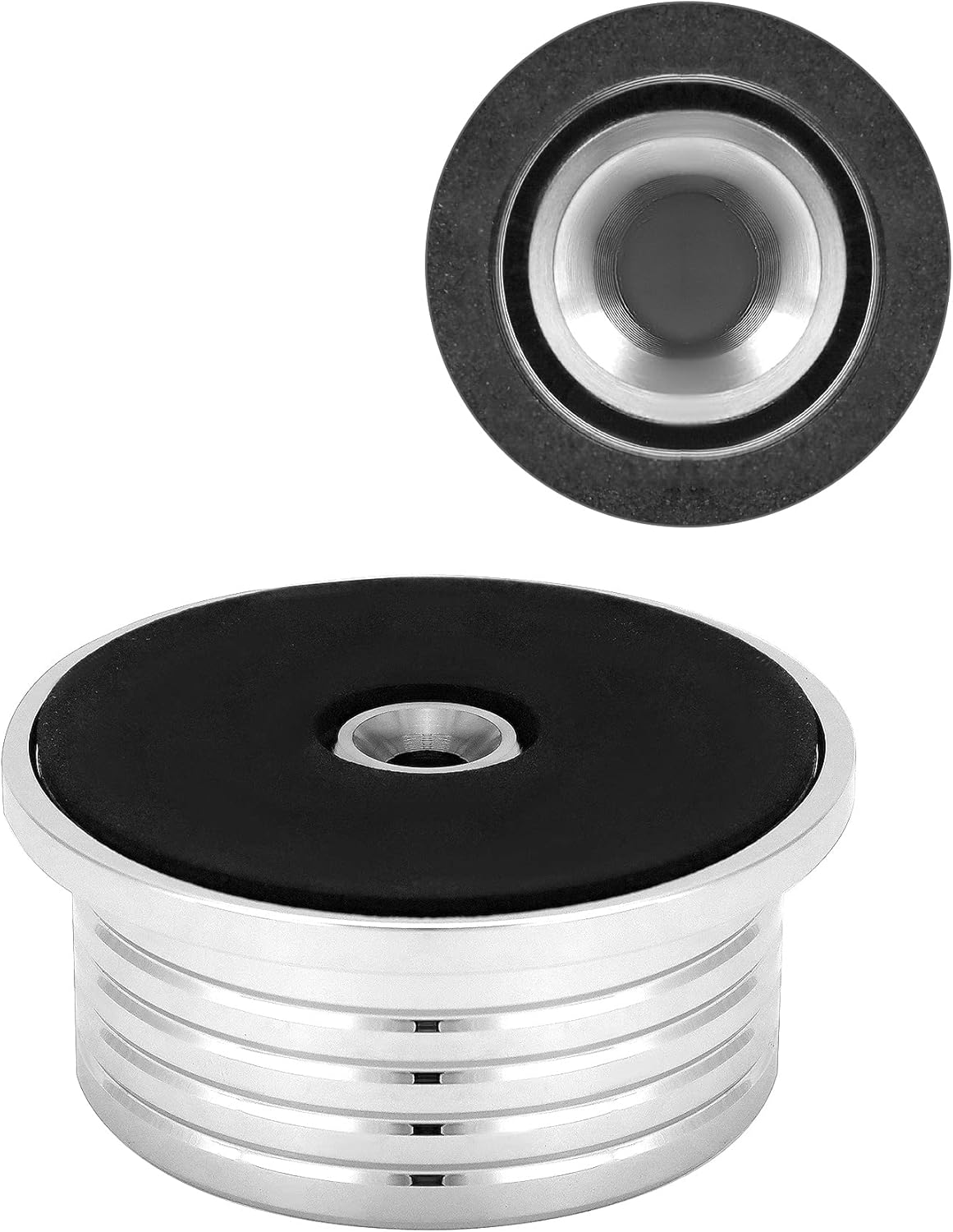 QWORK Record Weight Phono Disc Stabilizer, 60HZ Record Weight Stabilizer, with Bubble Leveling (60Hz, Silver)