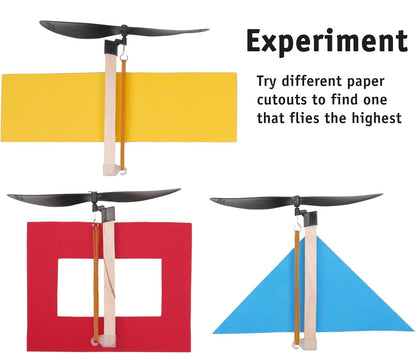 Rubber Band Helicopter Kit – 10-Pack - DIY STEM Craft Project for Kids - Build Your Own Rubberband Flying Toy